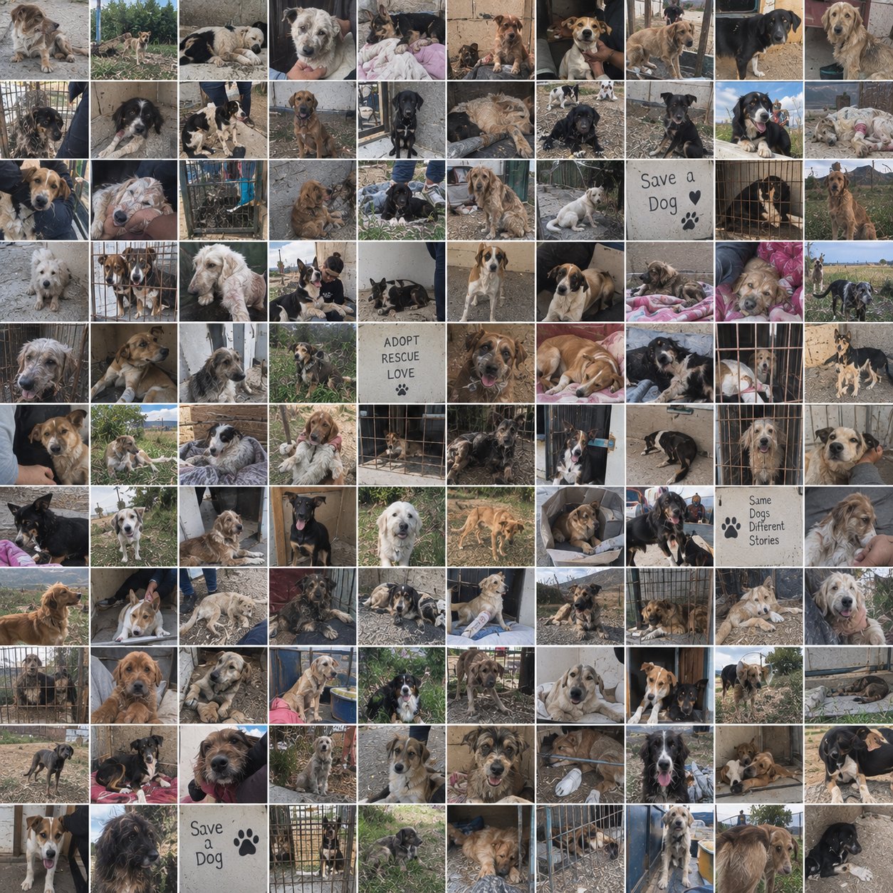 Archive of rescued street dogs documented by Save A Dog, February to April 2026